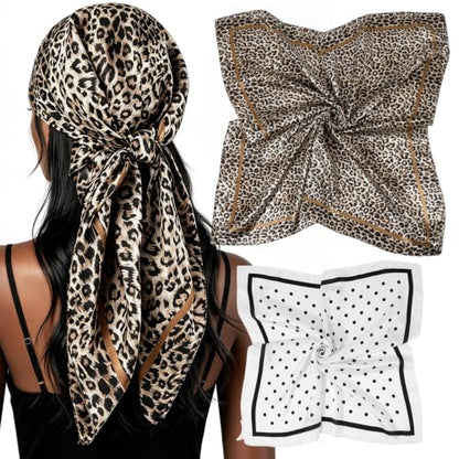 GERINLY 2 Pack Head Scarf for Women, Boho Hair Scarf Top, Large Bandana Hair Scarves Wrap - color: White