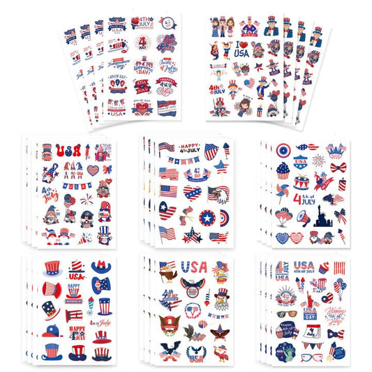 4th of July Stickers, 24 Sheets Patriotic Stickers Decal Labels, Independence Day Sticker, Red White Blue Labels for Kids Adults, 4th of July Memorial Day Gift Crafts Decoration, USA Face Stickers - color: Blue Red-patriotic Stickers