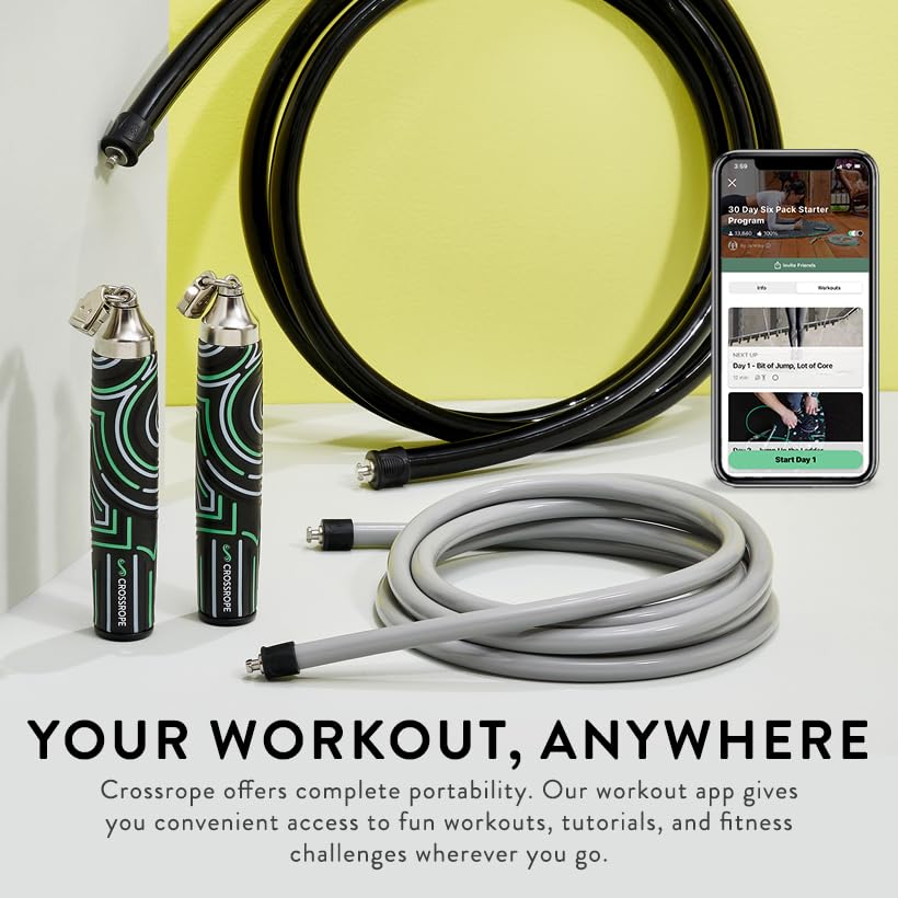 Crossrope Get Strong Weighted Jump Rope Set for Strength | Power Handles with 1 and 2 lb weighted ropes to build power and endurance. Designed for full-body, strength-focused workouts. - size: XL - (6’2”+ User Height)
