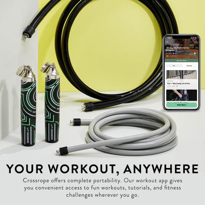 Crossrope Get Strong Weighted Jump Rope Set for Strength | Power Handles with 1 and 2 lb weighted ropes to build power and endurance. Designed for full-body, strength-focused workouts. - size: XL - (6’2”+ User Height)