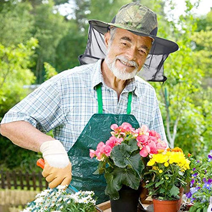 2 Pack Mosquito Head Net Hat, Sun Hat Bucket Hat Fishing Hat with Hidden Net Mesh for Outdoor Lover Fishing Hiking Gardening Beekeeping Men or Women ArmyGreen