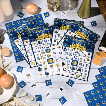 Liliful 35 Pcs Eid Al Adha Bingo Games 24 Players Eid Mubarak Bingo Cards Ramadan Party Favors for Boys Girls Adults Family Classroom Activities Muslim Festival Party Games Supplies