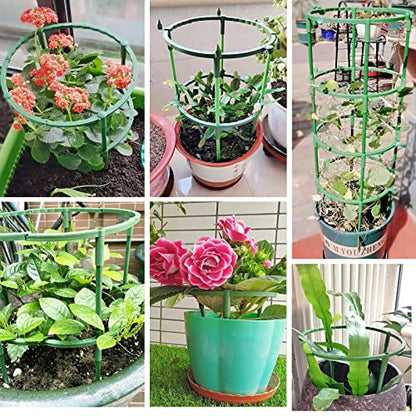 Belit 12 Pack Plant Support Stake, Half Round Plant Support Ring Plastic Plant Cage, Flower Pot Climbing Trellis for Clivia, Roses, Hydrangea, Indoor Plants, 5.5" Wide x 9.8" High - size: 5.5"x9.8"-12 Pack