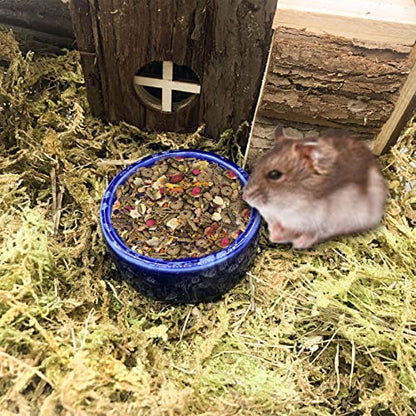 kathson 2 Pcs Hamster Food Bowl Guinea Pig Ceramic Water Bowl Small Animal Feeding Dish for Dwarf Hamster Gerbil Syrian Ferret Hedgehog Chinchilla Bunny (Navy)… - color: Navy, size: 2Pcs:S
