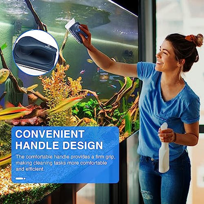 fishkeeper Aquarium Strong Magnetic Glass Cleaner Brush, Fish Tank Algae Magnet Cleaning Tool with 2 Detachable Scrapers, Mag Float Scrubber for 0.2 Inch Glass and Acrylic Tanks | Super Magnetic Fish Tank Cleaner Brush with 2 Scrapers, Self-floating Mag F