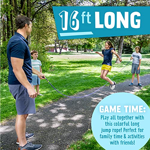 Just Jump It 16' Foot Jump Rope 2 Pack - Long Jump Ropes for Double Dutch - Outdoor Jump Ropes for Kids and Adults to Play Family Games & Exercise - color: Blue