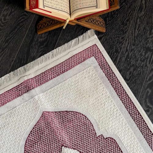 WALL ART ISTANBUL Velvet Muslim Prayer Rug – Elegant Floral Islamic Sajadah for Men & Women, Soft, Foldable Janamaz with Non-Slip Base, Perfect Ramadan & Eid Gift (Reyhan)