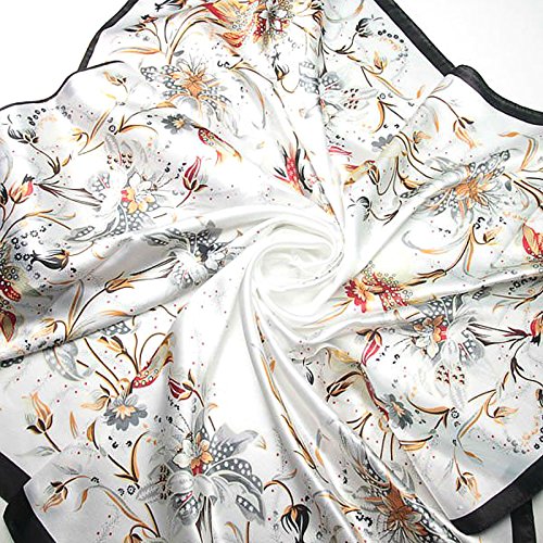 YOUR SMILE Silk Like Scarf Women's Fashion Pattern Large Square Satin Headscarf Headdress - color: 131