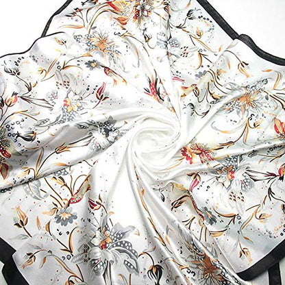 YOUR SMILE Silk Like Scarf Women's Fashion Pattern Large Square Satin Headscarf Headdress - color: 131