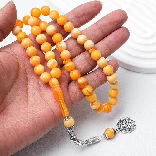 Islamic Tasbih Prayer Beads 33 Beads Misbaha Muslim Rosary Prayer Necklace Acrylic Prayer Beads Religious Gift - color: Orange