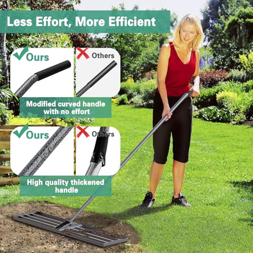 Lawn Leveling Rake 45"x10", Heavy Duty Rakes for Lawns with Anti-Rust Coating & Adjustable Handle, Effort-Saving Lawn Leveler for Yard Garden Farm Golf Course Lawn Care - size: 45"x10"