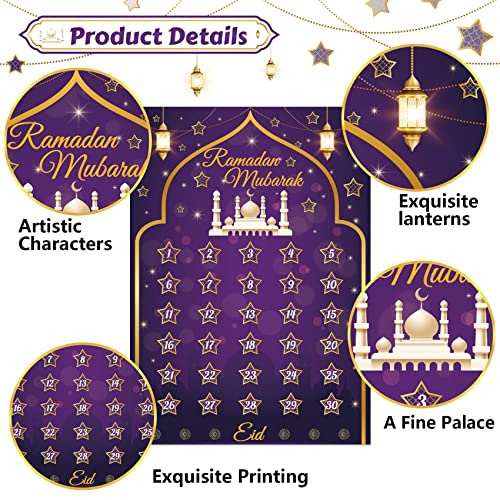 Ramadan Calendar 2025 Ramadan Decorations for Home Eid Activities for Kids Reusable Ramadan Decor Eid Mubarak Poster Ramadan Advent Calendar Decorations for Home Wall