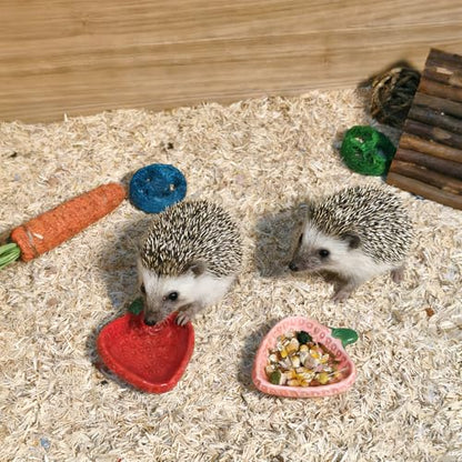 2PCS Hamster Bowl, Hamster Food Dish Ceramic Food Water Feeding Bowl Small Animal Bowls for Gerbil Rat Mice Hedgehog (Strawberry) - color: 2Pcs Strawberry bowl