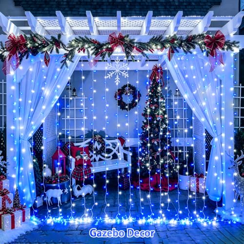 JMEXSUSS 200 LED USB Curtain Lights Blue and White - color: Blue and White, size: 200 LED