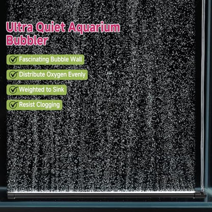 hygger Aquarium Bubble Curtain Wall, Quiet Fish Tank Air Stone with Accessories, High Dissolved Aquarium Bubbler Oxygen Diffuser Decoration for Freshwater & Saltwater - size: 21.7-IN Long