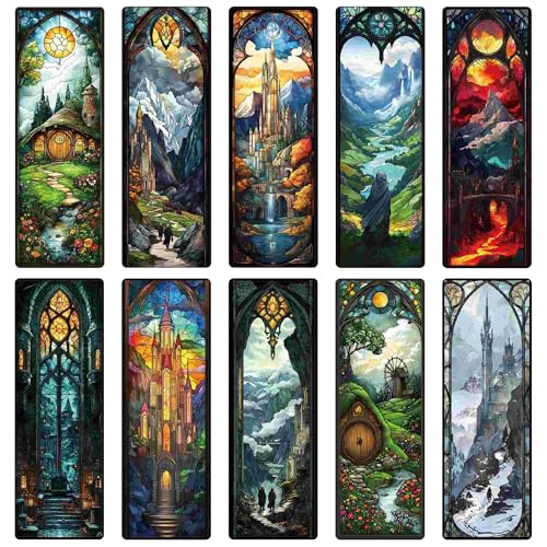 Fantasy Personalized Bookmark Gifts - 10pcs Stained Glass Bookmarks - style: Magical