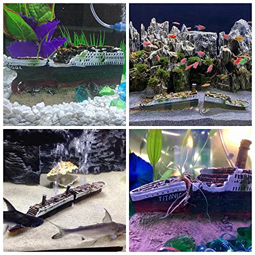 M2cbridge Antique Roman Column Ruins European Castle Aquarium Decorations Fish Tank Hideout Rocks(Titanic Shipwreck) - color: Titanic Shipwreck