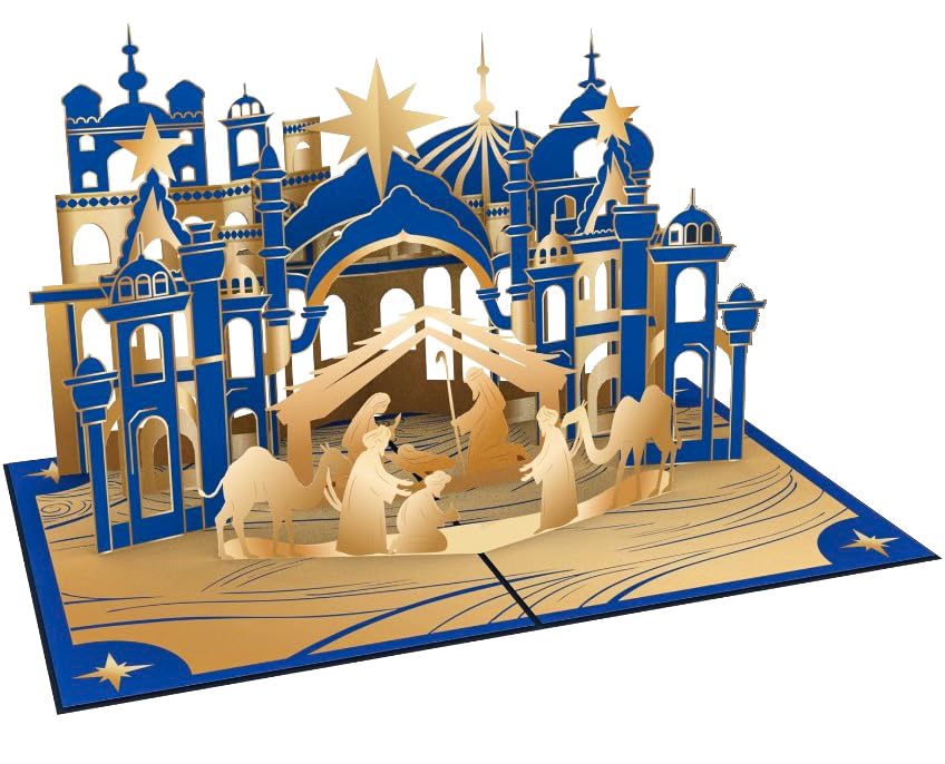 PopLife Nativity Scene 3D Pop Up Card - Handmade Card, Religious Holiday Gift, Blank Christmas - color: Nativity Scene