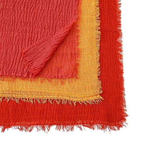 EVQ Soft Cotton Hemp Scarf Wrap Long Hijab Scarves for Women - color: Gold+rust Red+blood Red