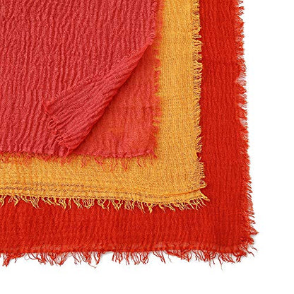 EVQ Soft Cotton Hemp Scarf Wrap Long Hijab Scarves for Women - color: Gold+rust Red+blood Red