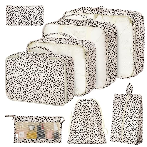 8 Set Packing Cubes for Suitcases, Packing Cube with Shoe, Cosmetics, Clothing, and Accessories Bags Packing Cubes for Travel Luggage Organizer(Leopard) - color: Leopard