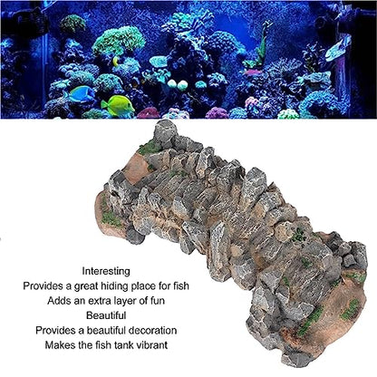 Aquarium Bridge Decoration Resin Arch Bridge Ornament for Fish Tank Landscaping Small Fish Hideout Decor