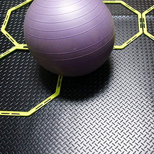 Rubber-Cal Diamond-Plate Rubber Flooring Roll - 3 mm x 4 ft x 3 ft Roll - Black - size: 36"L x 48"W x 0.1"Th