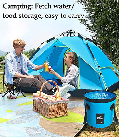 Sunglow Collapsible 3 Gallon Multifunctional Portable Fishing Bucket - Wash Basin Folding Bucket - Water Container for Fishing-Camping-Gardening (12L/3gallon(Blue)) - color: 12l/3gallon(blue)