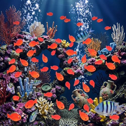 40pcs Plastic Fish Little Mini Fish Bulk Realistic Fake Fishes Party Favors | Miniature Small Fake Fishes Figurines Aquarium Decorations for Under Sea Mermaid Pool Vase Fillers Crafts