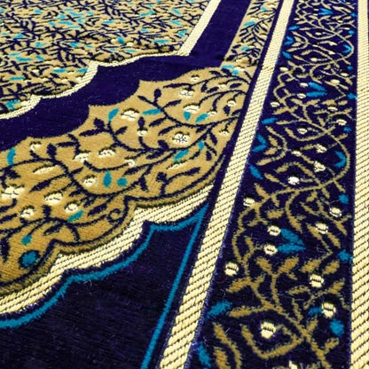 Muslim Prayer Rug, Soft Plush Thin Islamic Prayer Mat, Janamaz, Sajada, Praying Carpet, Islamic Gift for Men & Women, Islamic Mat, Navy, Eid & Ramadan Gift with Prayer Beads, 26x43 inch - color: Navy-sacred