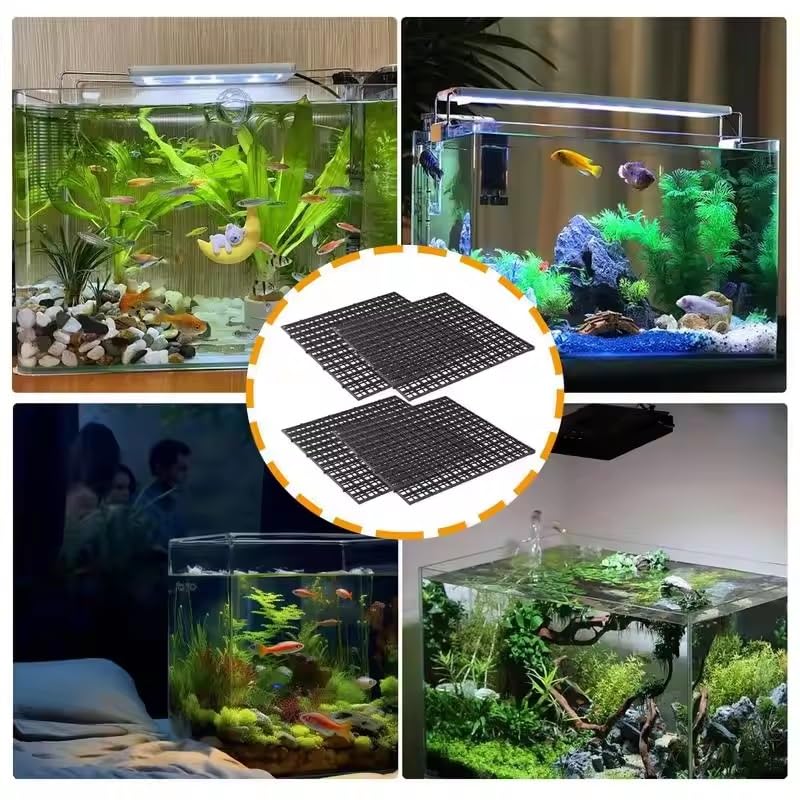 12 Pack 12inch（30cm） Square Aquarium Bottom Filter Mesh Partition Dividers Grid Plate Fish Tank Divider Plastic Egg Crate, Aquarium Filter Bottom Tray, Grid Isolation Board Partition