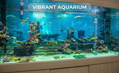 GLOGLOW Aquarium Poster, Underwater City Ruins Background Sticker Thicken PVC Adhesive Static Cling Backdrop Fish Decorative Paper(76×46cm) - size: 76×46cm