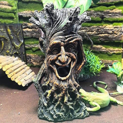 Tfwadmx Fish Tank Decoration Tree Trunk Aquarium Statue Hollow Stump Root Terrarium Reptile Hideout Accessories Ornament for Hermit Crabs Crayfish Sucker Fish Guppy