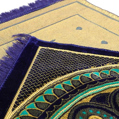 Muslim Prayer Rug, Soft Plush Thin Islamic Prayer Mat, Janamaz, Sajada, Praying Carpet, Islamic Gift for Men & Women, Islamic Ma, Eid & Ramadan Gift with Prayer Beads, 26x43 inch, Blue - color: Kaaba / Royal Blue