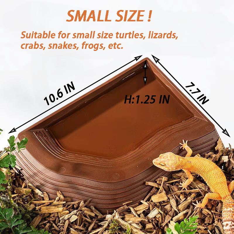 3PCS Tortoise Water Bowls with Ramp Leaf Tortoise Food Dish Reptile Food Water Bowls Reptile Bathing Pool Aquarium Ornament for Gecko, Snake, Turtle, Bearded Dragon, Lizard Small - size: Small