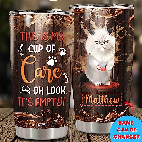 WAZONE Personalized Cat Tumbler With Lid 20oz 30oz Present for Women Girls Daughter Sister Mom Cats Lovers Christmas Birthday Things Animal Gifts Customized Name Insulated Travel Cup Mug - color: Cat