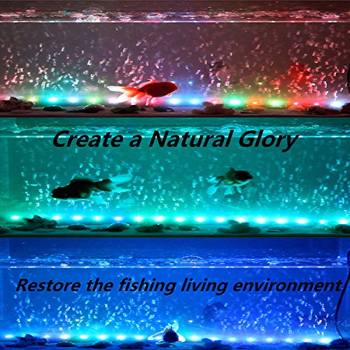 15 inches LED Aquarium Light, 2.5W Fish Tank Light Underwater Light Submersible Crystal Glass Lights, 21 LED Beads 12 Colors 19 Modes Brightness Adjustable Memory Function IP68 Waterproof - size: 15 Inch (Pack of 1)