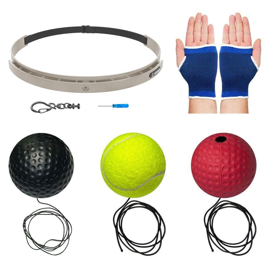 Boxing Reflex Ball Set with Headband, Hand Wraps, Reaction Ball on String, Carry Bag