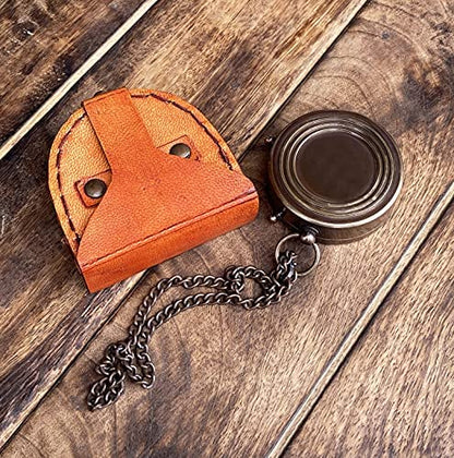 Be Strong and Courageous Engraved Brass Religious direction Compass Gift Joshua 1:9 with Leather Pouch for Gift Confirmation Baptism, Christian