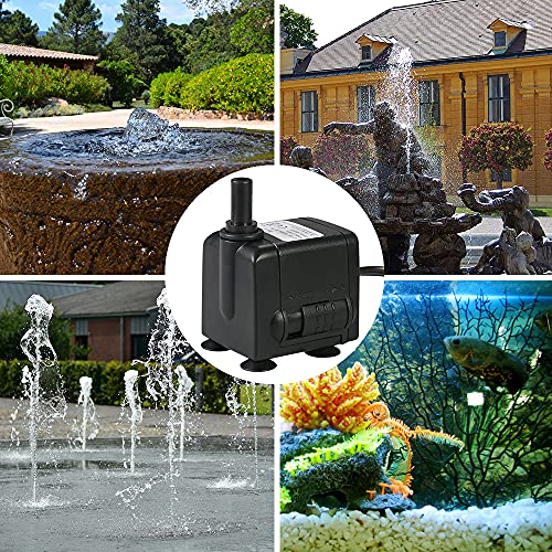 Decdeal 450L/H 6W Submersible Water Pump for Aquarium Tabletop Fountains Pond Water Gardens and Hydroponic Systems with 2 Nozzles, AC110V, US Plug