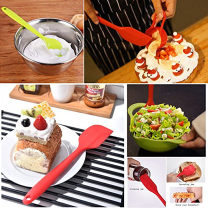 Silicone Spatulas, 11 inch Rubber Spatula Heat Resistant Non-Stick Flexible Scraper With Solid Stainless Steel Core for Cooking, 4 Pack - size: 11 inch