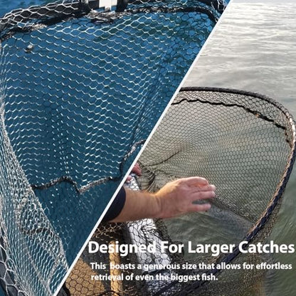 Rubber Coated Replacement Fishing Net Hook Resist Large Deep Fish Net Mesh | Replacement Landing Net Mesh,Rubber Coated Net Bag for Big Catfish Trount Salmon Pike Musky,Fits Freshwater Saltwater - color: 3/4" Mesh, size: XL:34.6"Dia.-36"Depth-109"Circumfe