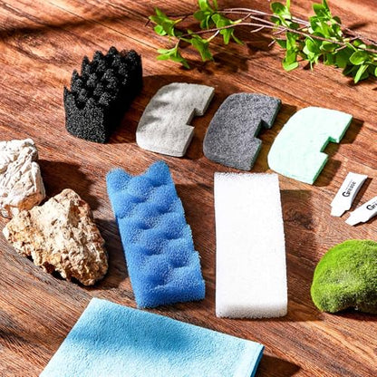 Threlaco 32 Pcs Aquarium Replacement Maintenance Kit Compatible with Fluval 206/207 Filter Media Including Biological Sponge, Ammonia/Phosphate/Nitrite Remover Pad, Aquarium Towel, Grease - style: 206/207