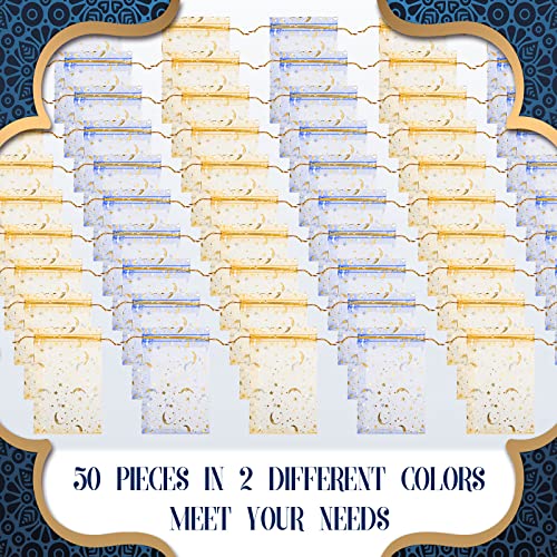 Shappy 50 Pieces Eid Mubarak Favor Moon Star Organza Bags Drawstring Sheer Mesh Latern Muslim Ramadan Tulle Jewelry Candy Gift Pouches for Party Wedding Supplies Decoration gold