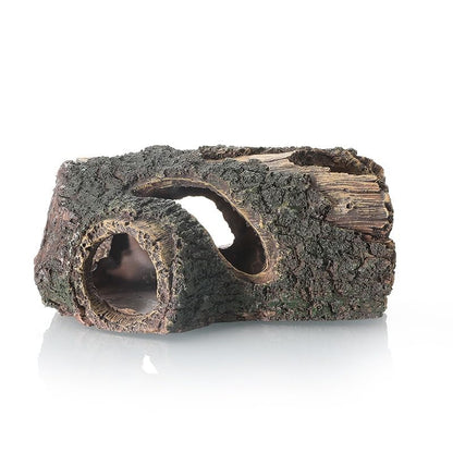 Aquarium Tree Trunk Hideout, 13.5x9x5.5 cm, Resin Fish Tank Decoration with Multiple Openings, Brown