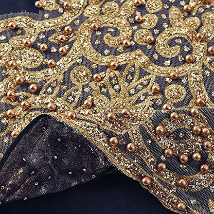 Women Fashion Chiffon Muslim Head Scarf Arabic Hijab Long Scarf Wrap - color: Beading Dark Blue
