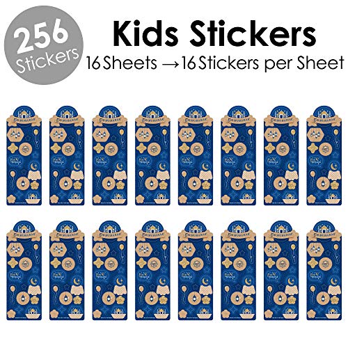 Big Dot of Happiness Ramadan - Eid Mubarak Party Favor Kids Stickers - 16 Sheets - 256 Stickers