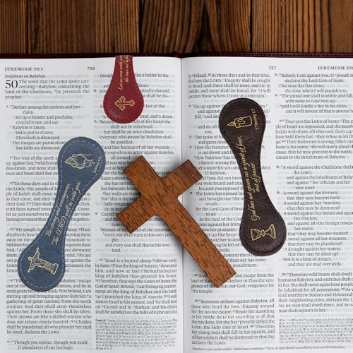 Christian Magnetic Leather Bookmarks: 3 PCS Bible Verse Book Marks, Scripture Book Marker Clips for Religious Gifts, Reading Accessories for Women Men, Bible Study Church School Office Supplies