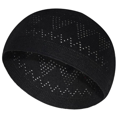 Kufi 남성용 모자 - 스컬 쿠피 캡 비니 - Taqiyah 크로셰 큐피 - 이슬람 선물 및 기도 모자를 위한 이슬람 모자 - 투피 - color: 블랙.
