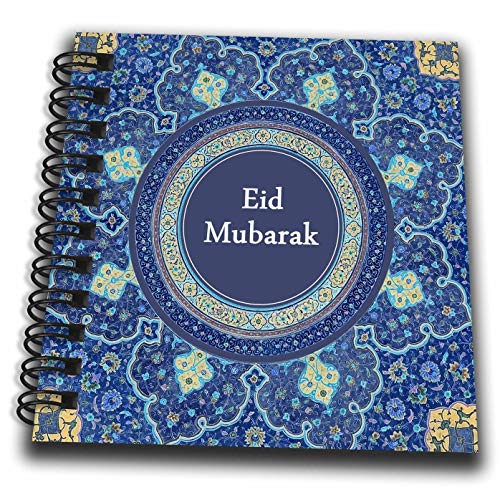 Mini Notepad 4 x 4 inch - Eid Mubarak - Dark Blue Blessed Happy Eid Islam Islamic Muslim holiday Occasions - size: Mini Notepad 4 x 4 inch